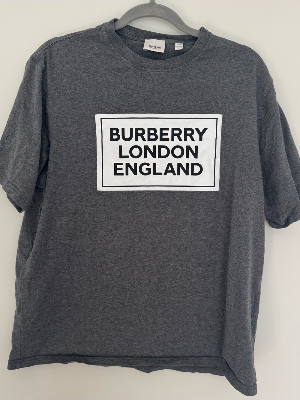 Authentic Burberry London England Men's Logo T-Shirt - Charcoal Gray